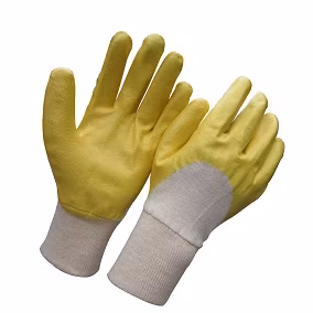 Luvas de segurança mergulhadas em nitrilo azul 3/4 duas vezes