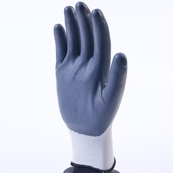 Luvas de trabalho de segurança de nylon poliéster sem costura revestidas de nitrilo Guantes Luvas CE 3121X