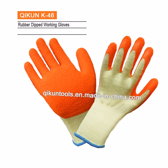 K-42 Crinkle Latex Palm Coating Malha Safety Cotton Nylon Laobr Protect Luvas de Trabalho Industrial